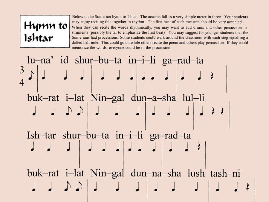 sumerian song to ishtar